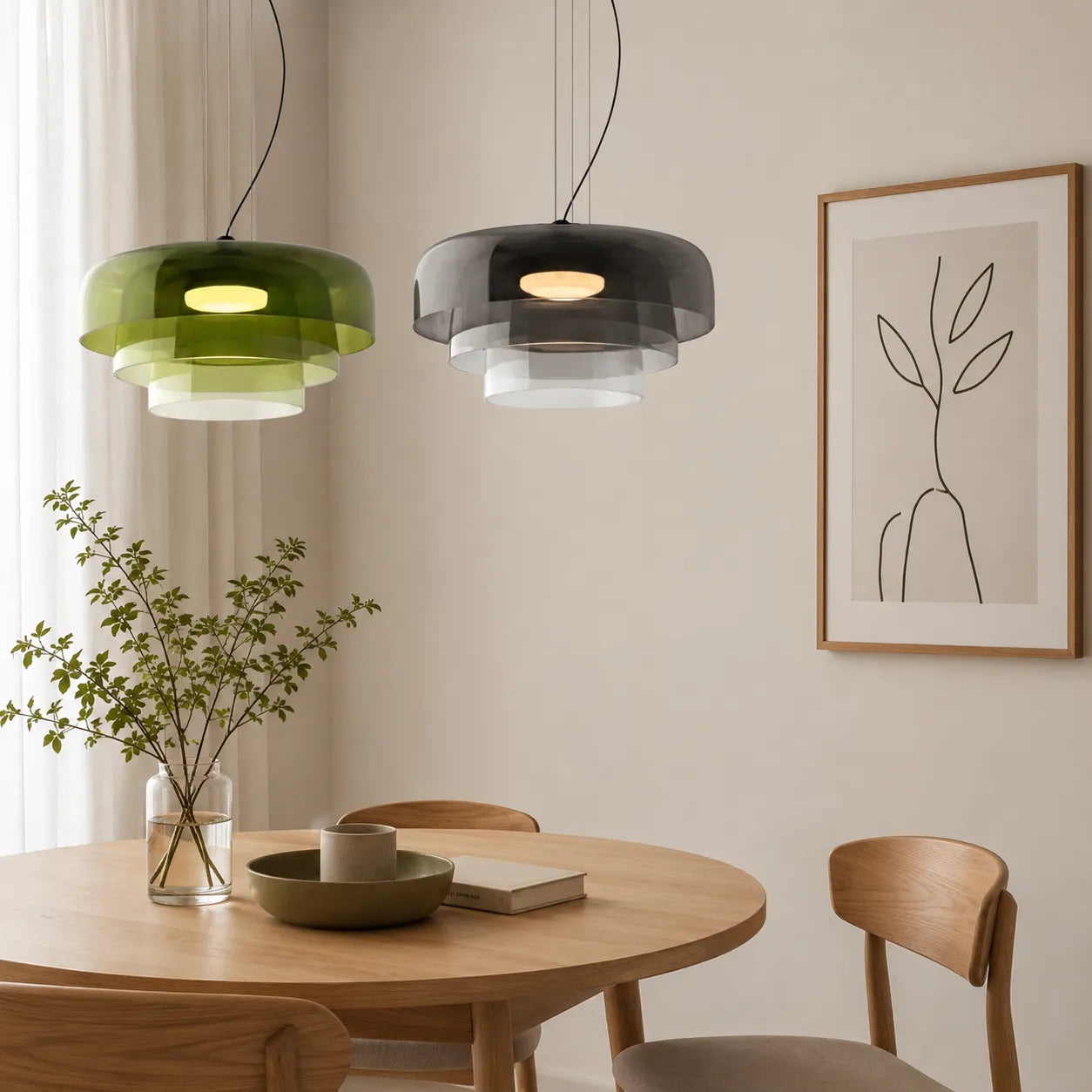 Nordic Glass Pendant Light with Layered Celestial Form