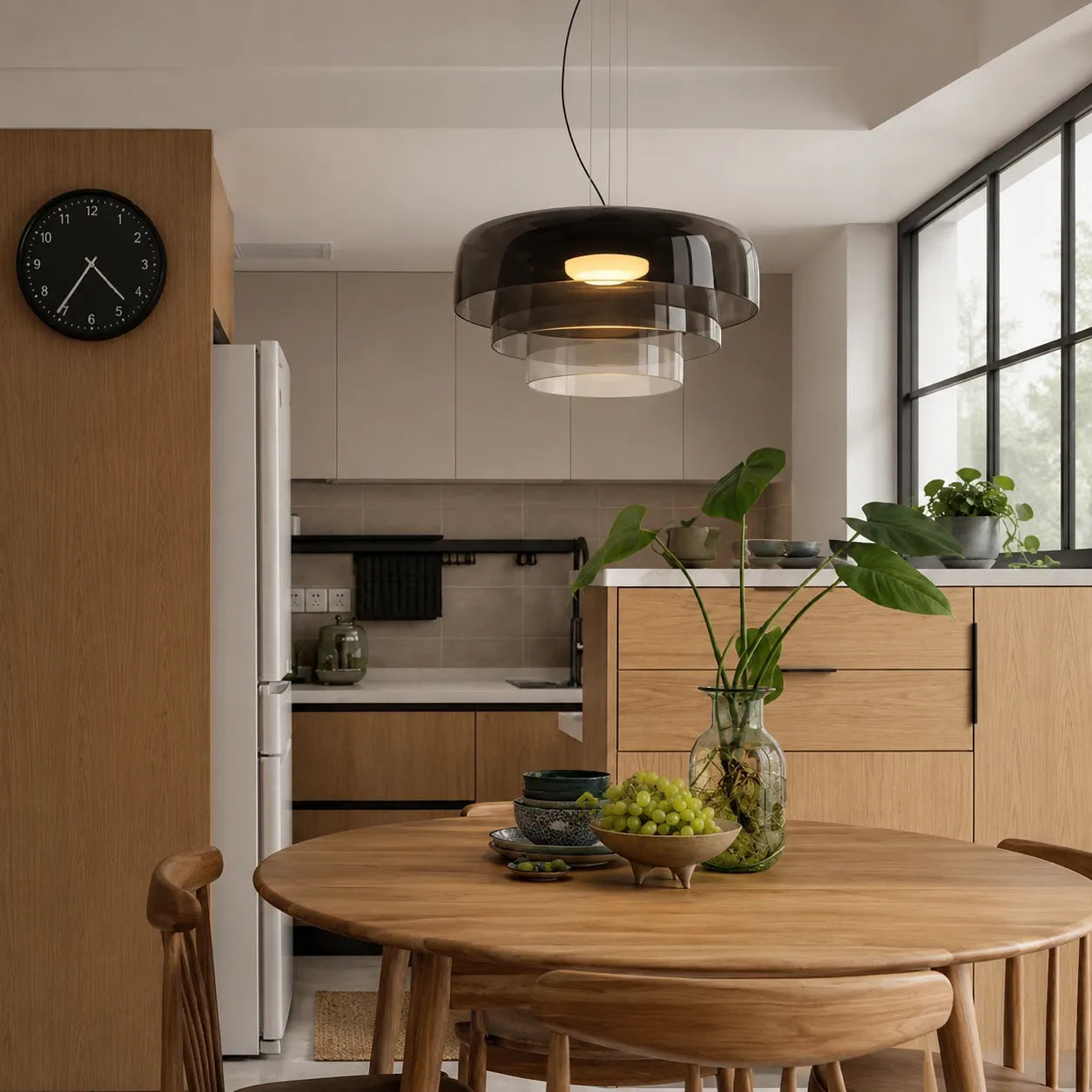 Nordic Glass Pendant Light with Layered Celestial Form