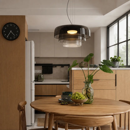 Nordic Glass Pendant Light with Layered Celestial Form