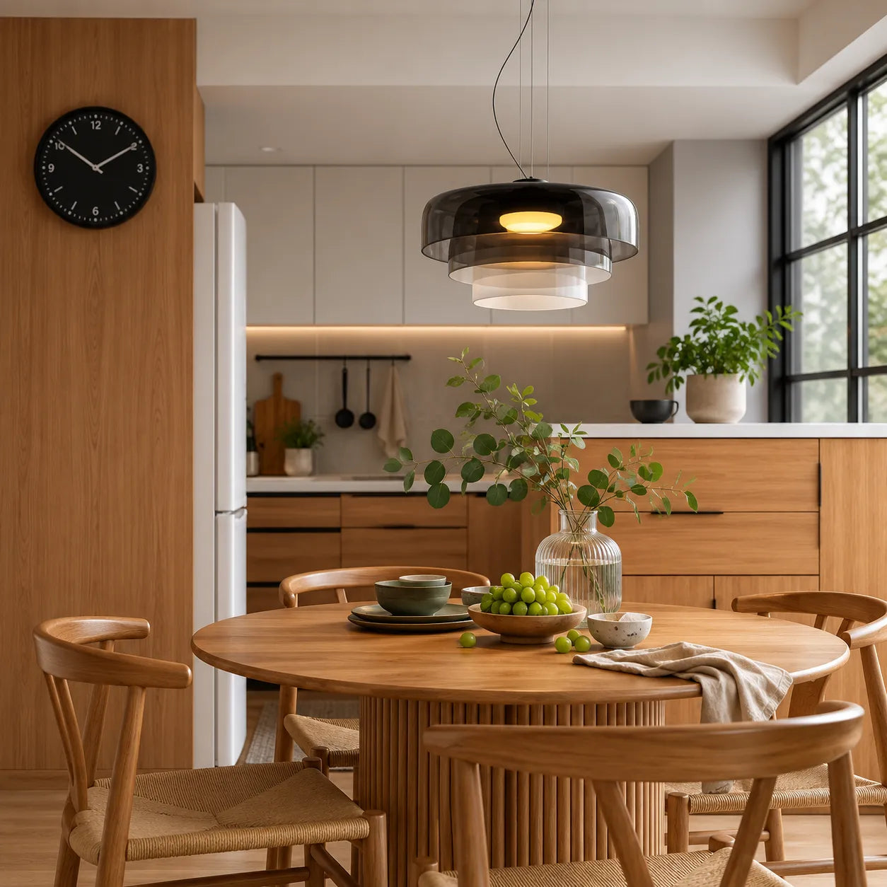 Nordic Glass Pendant Light with Layered Celestial Form