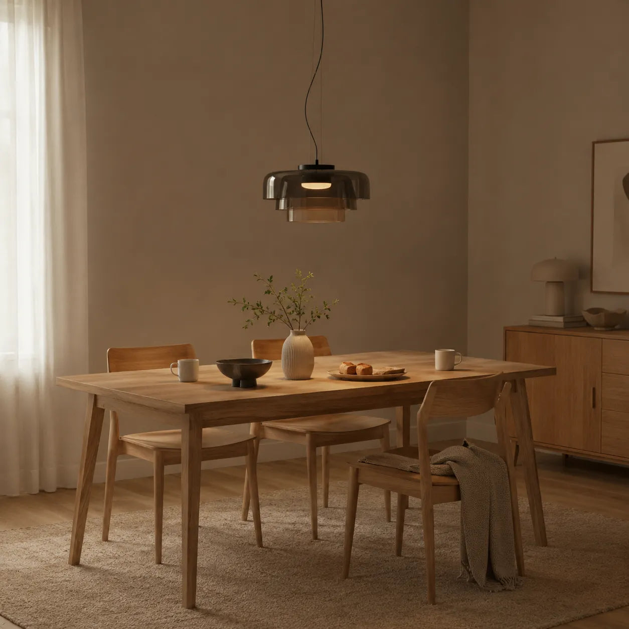 Nordic Glass Pendant Light with Layered Celestial Form
