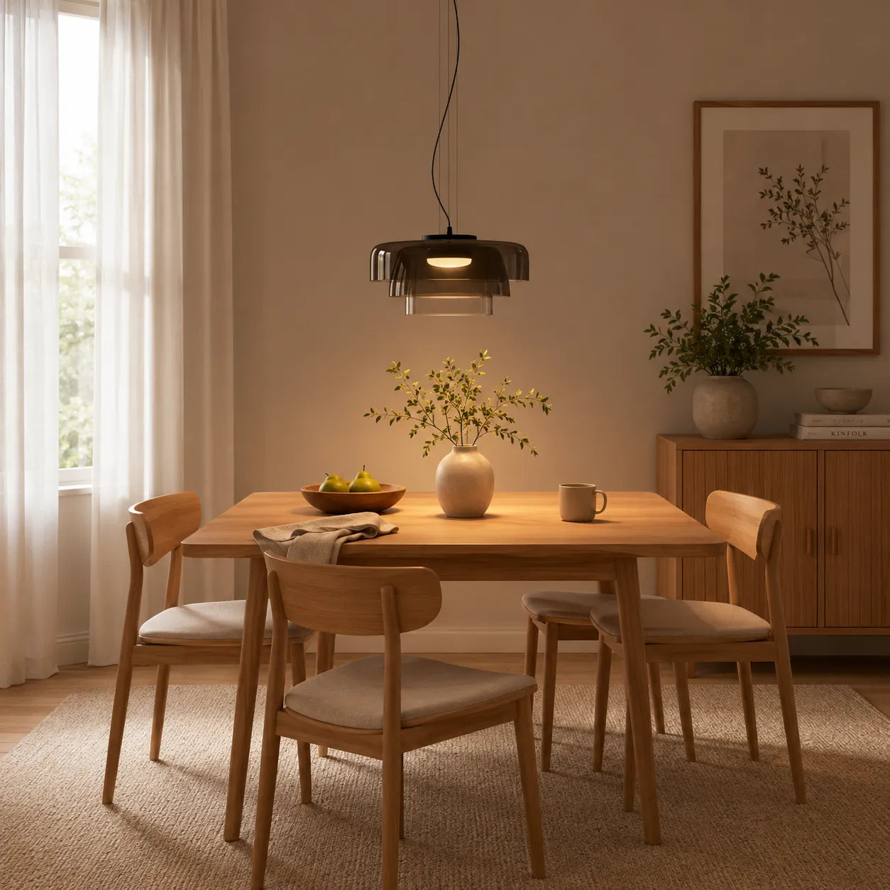 Nordic Glass Pendant Light with Layered Celestial Form
