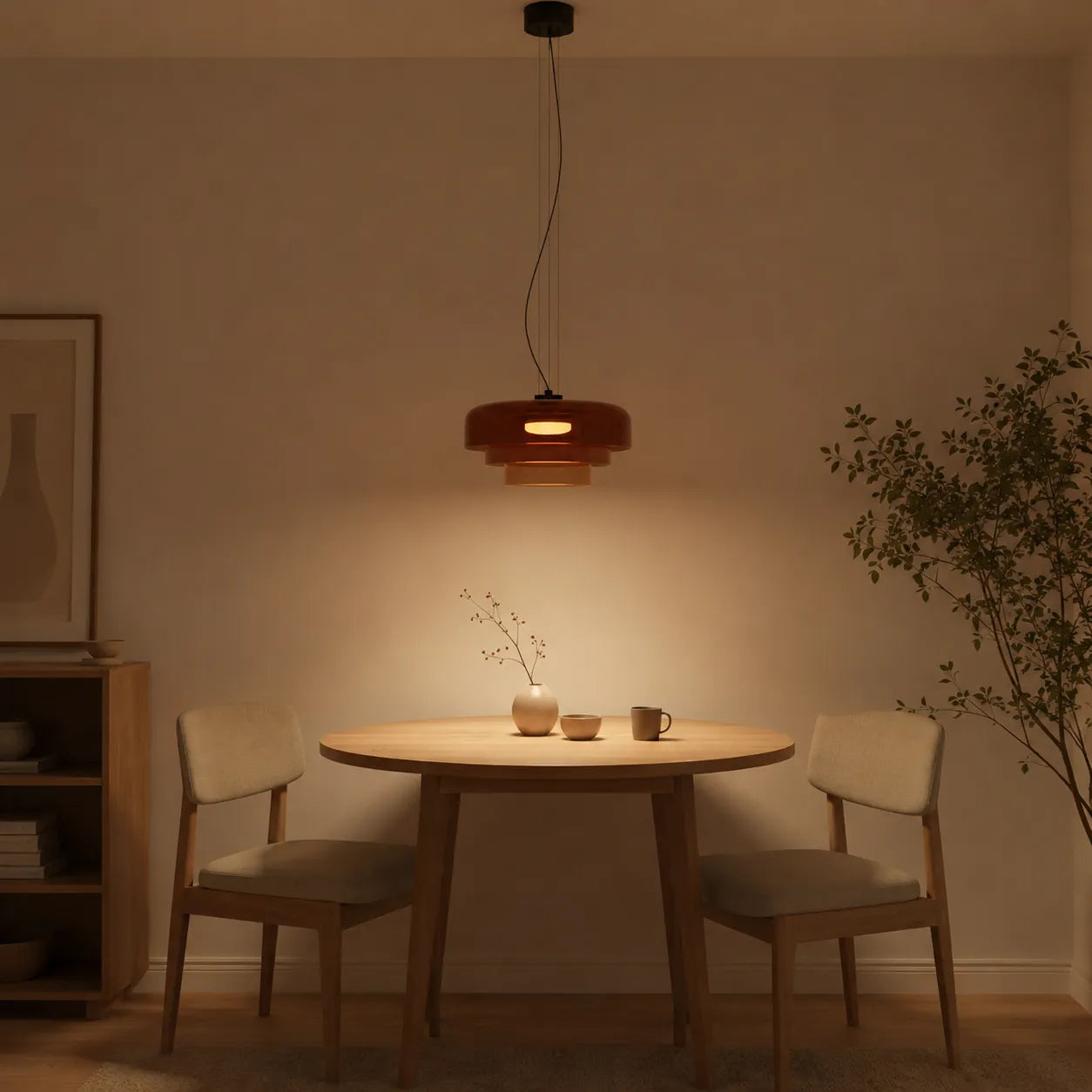 Nordic Glass Pendant Light with Layered Celestial Form