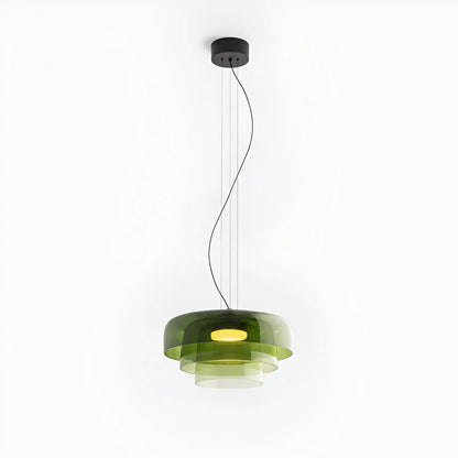 Nordic Glass Pendant Light with Layered Celestial Form