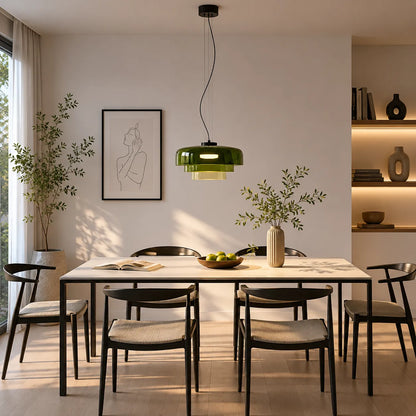 Nordic Glass Pendant Light with Layered Celestial Form