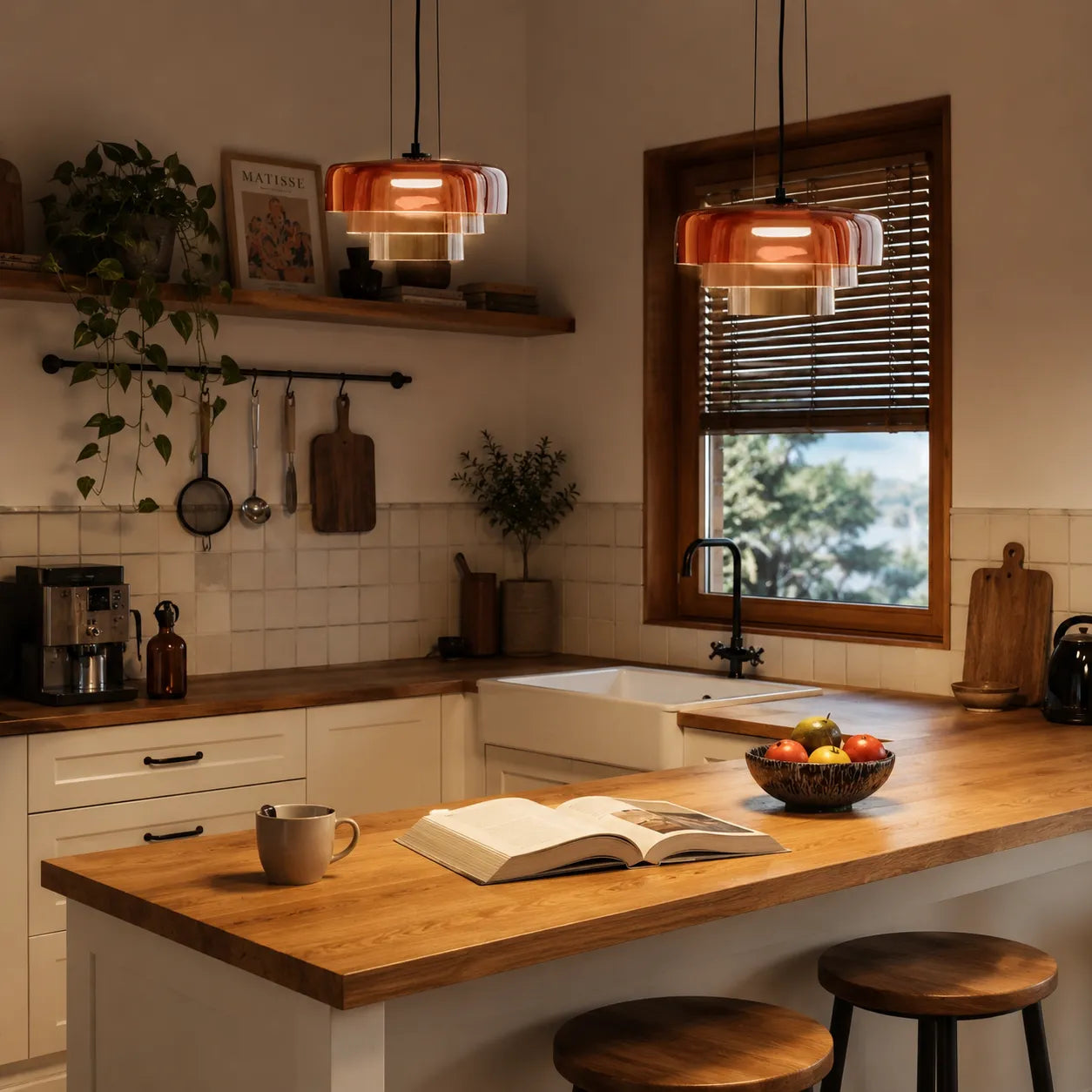 Nordic Glass Pendant Light with Layered Celestial Form