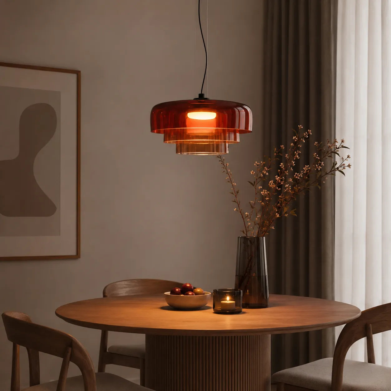 Nordic Glass Pendant Light with Layered Celestial Form