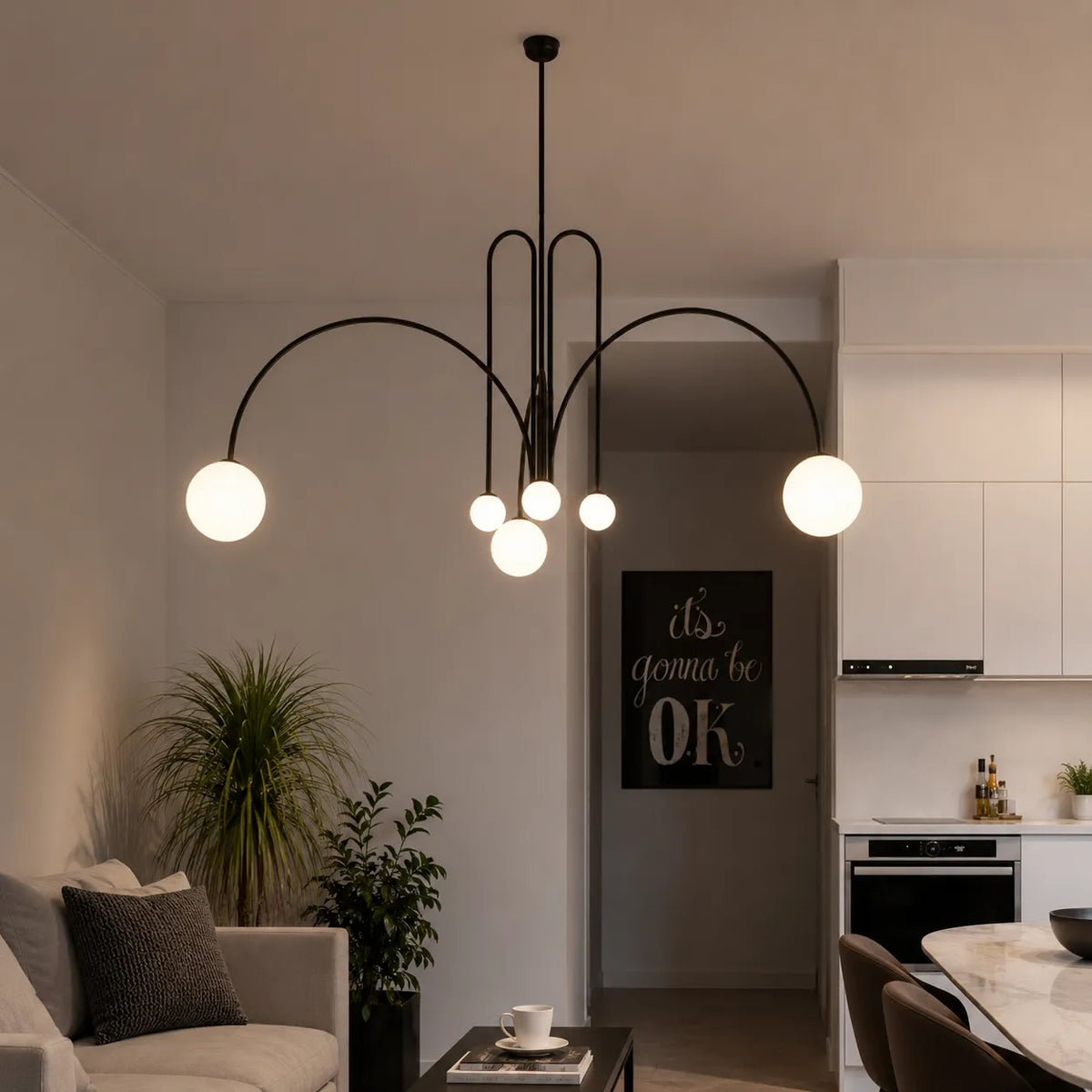 Quilla Nordic Blown Glass & Metal Pendant Light