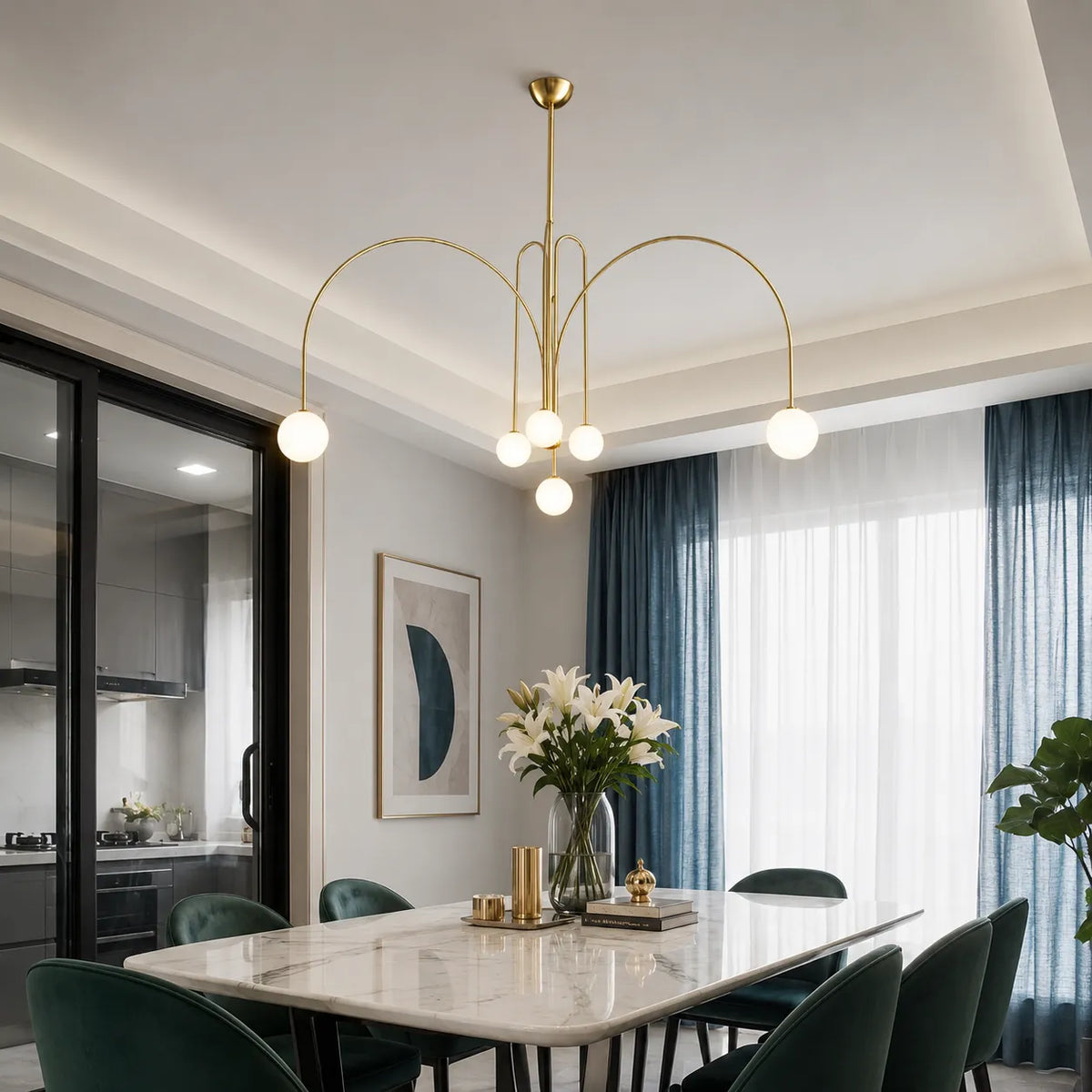 Quilla Nordic Blown Glass & Metal Pendant Light