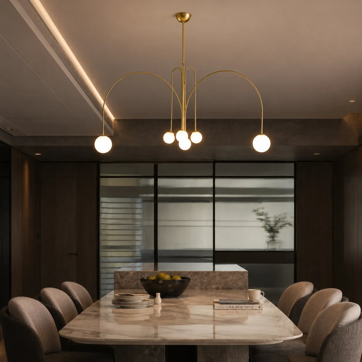 Quilla Nordic Blown Glass & Metal Pendant Light