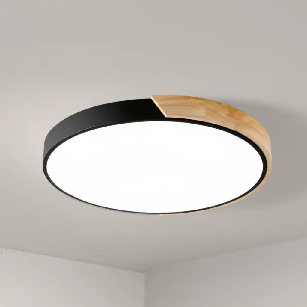 Cato Nordic Wood Low-Profile LED Ceiling Light
