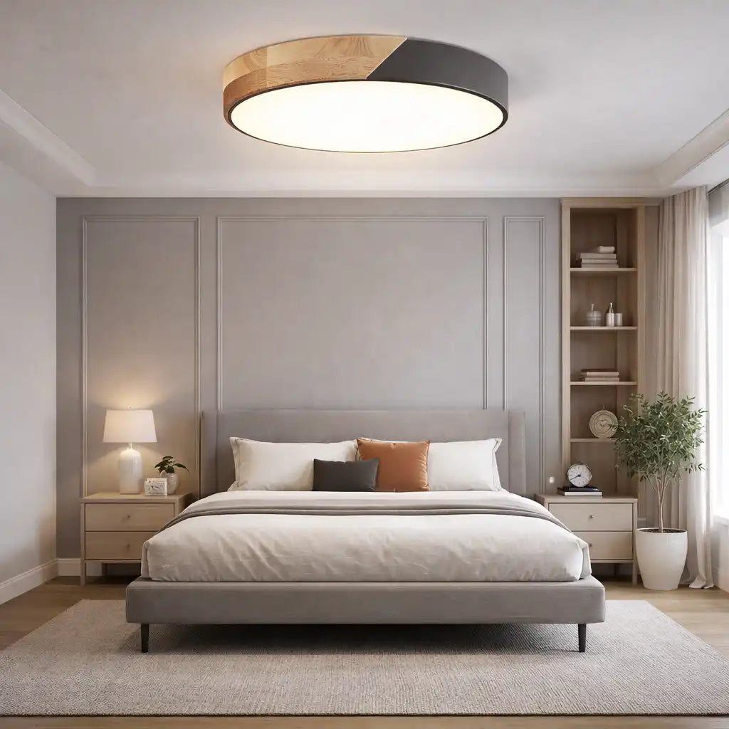 Cato Nordic Wood Low-Profile LED Ceiling Light