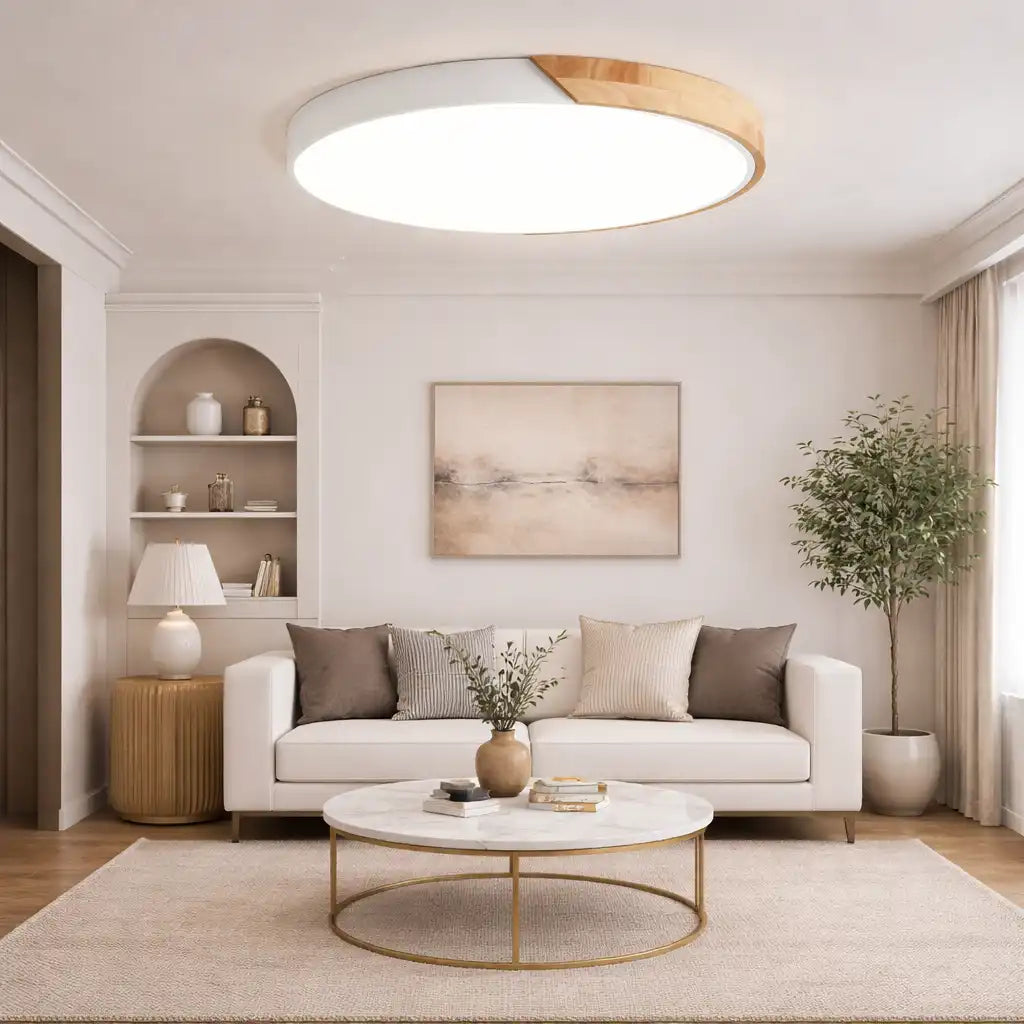 Cato Nordic Wood Low-Profile LED Ceiling Light