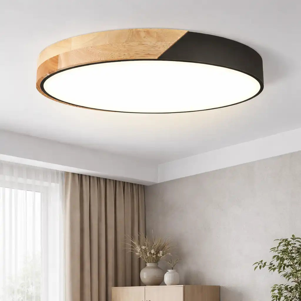 Cato Nordic Wood Low-Profile LED Ceiling Light