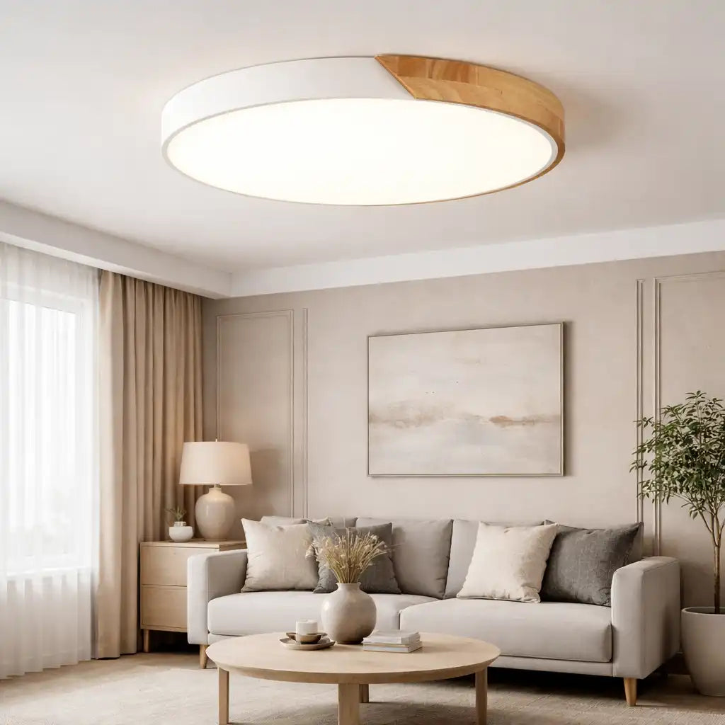 Cato Nordic Wood Low-Profile LED Ceiling Light