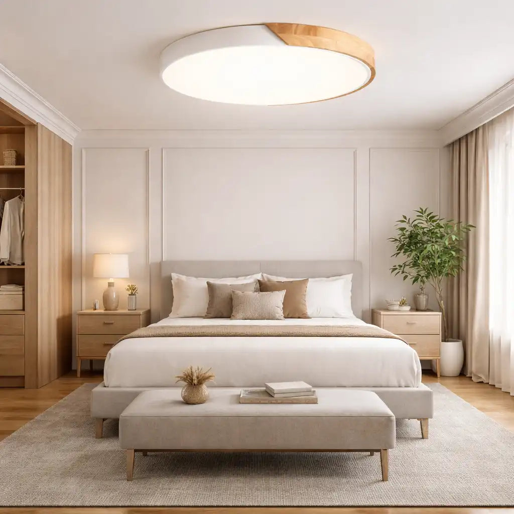 Cato Nordic Wood Low-Profile LED Ceiling Light