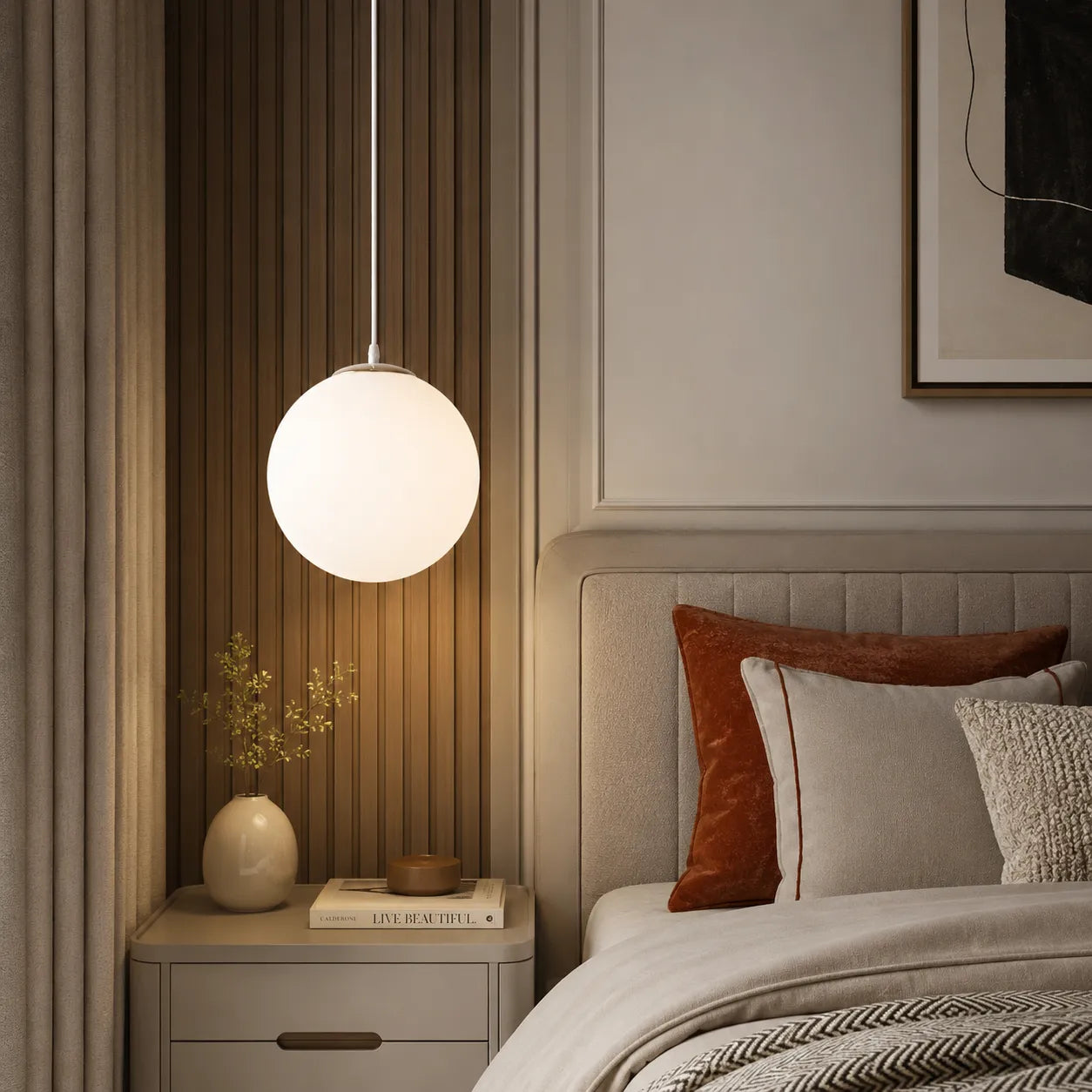 Nordic Milky Glass Globe Pendant Light