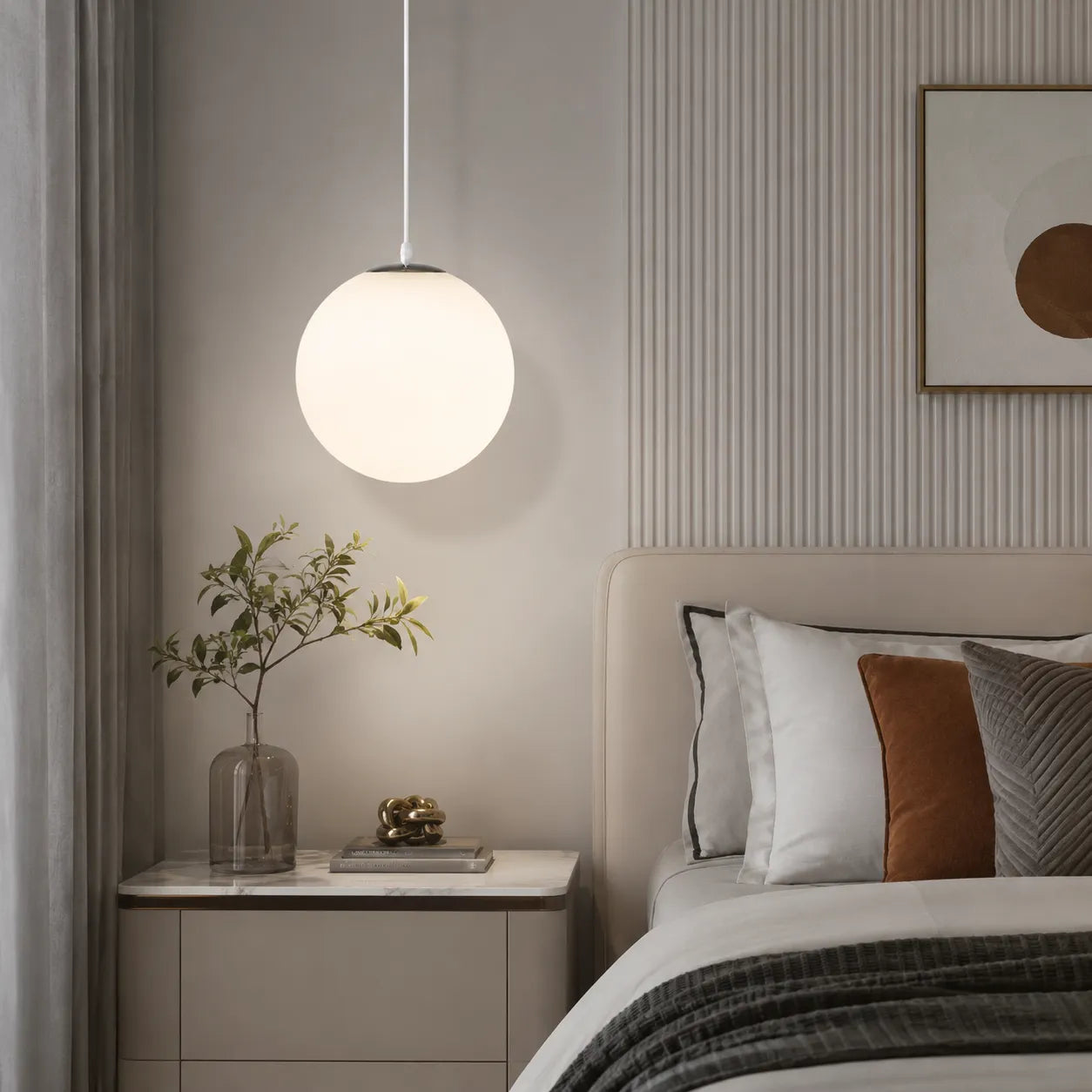 Nordic Milky Glass Globe Pendant Light