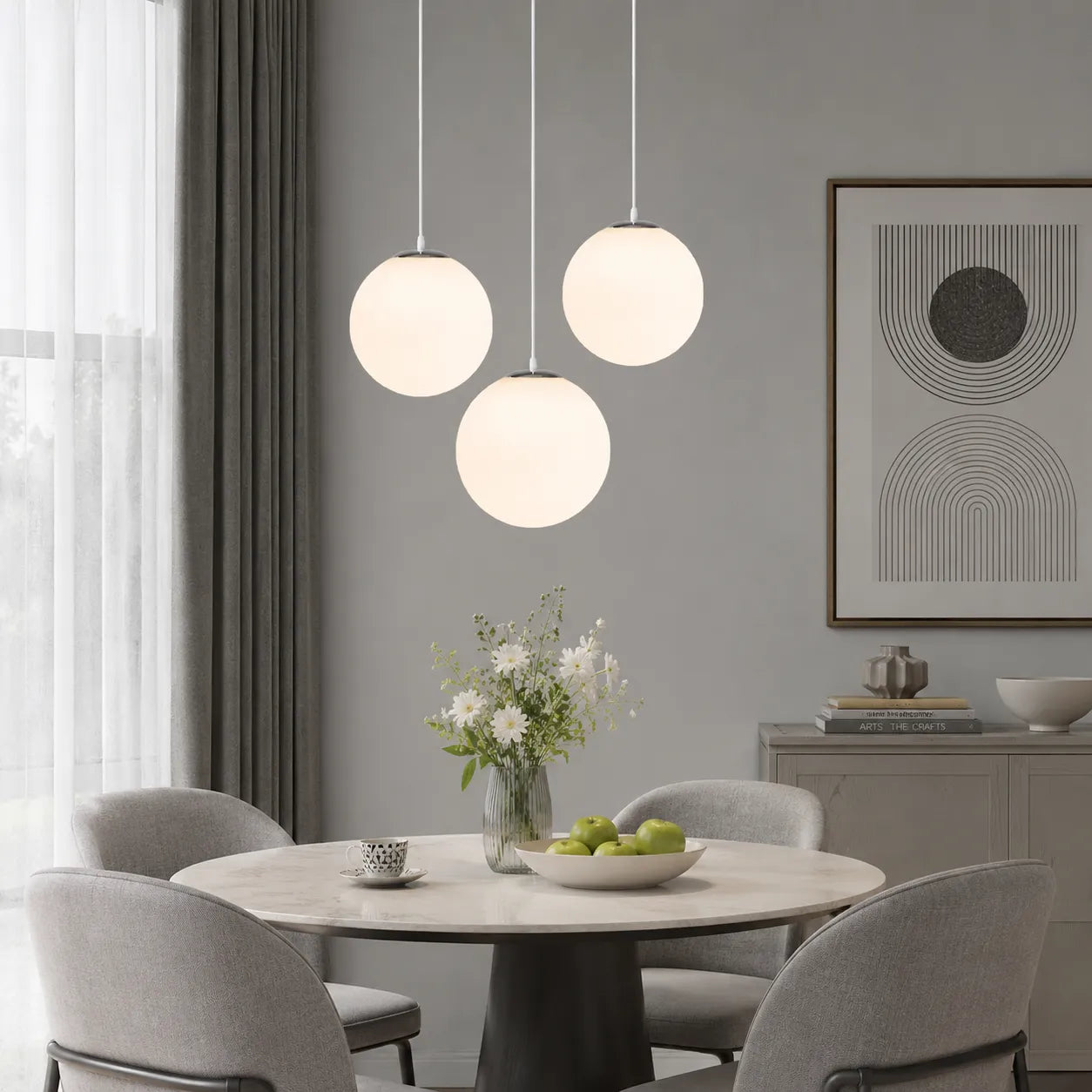 Nordic Milky Glass Globe Pendant Light