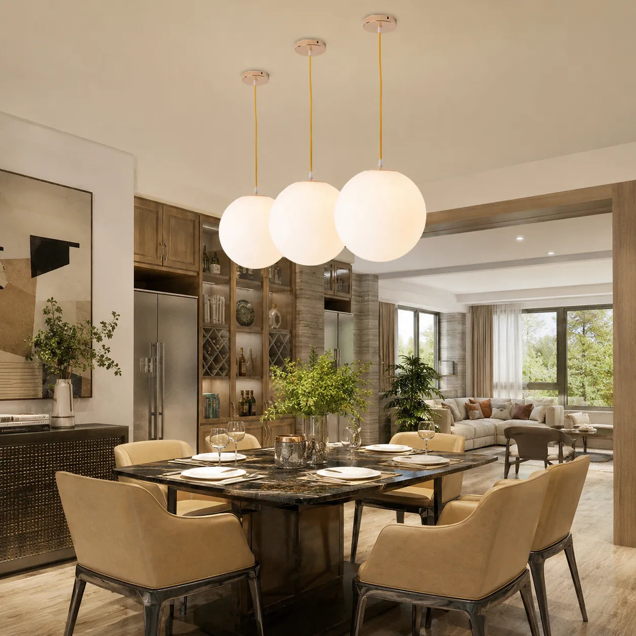 Nordic Milky Glass Globe Pendant Light