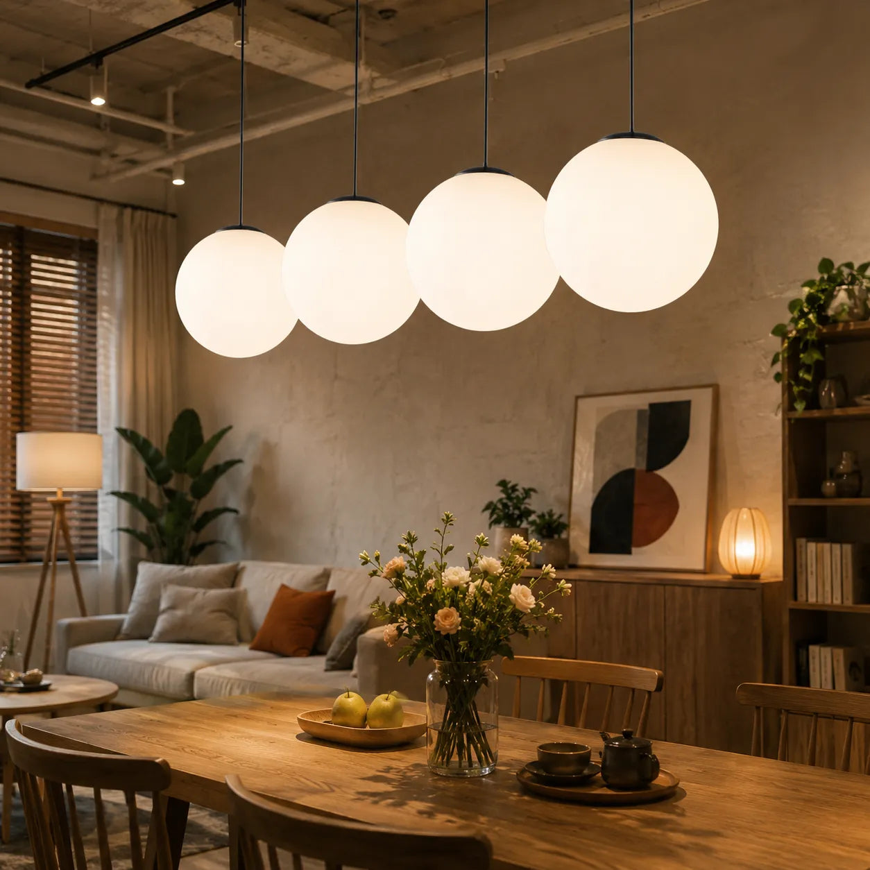 Nordic Milky Glass Globe Pendant Light
