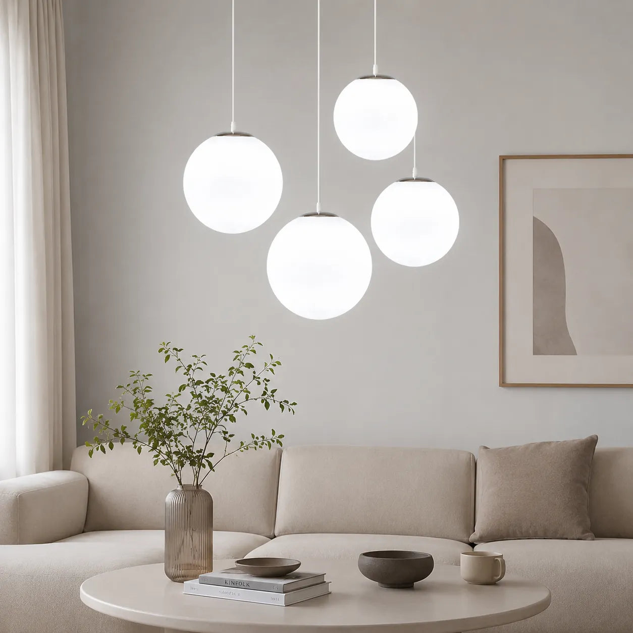 Nordic Milky Glass Globe Pendant Light