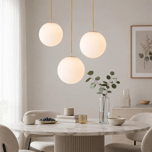 Nordic Milky Glass Globe Pendant Light