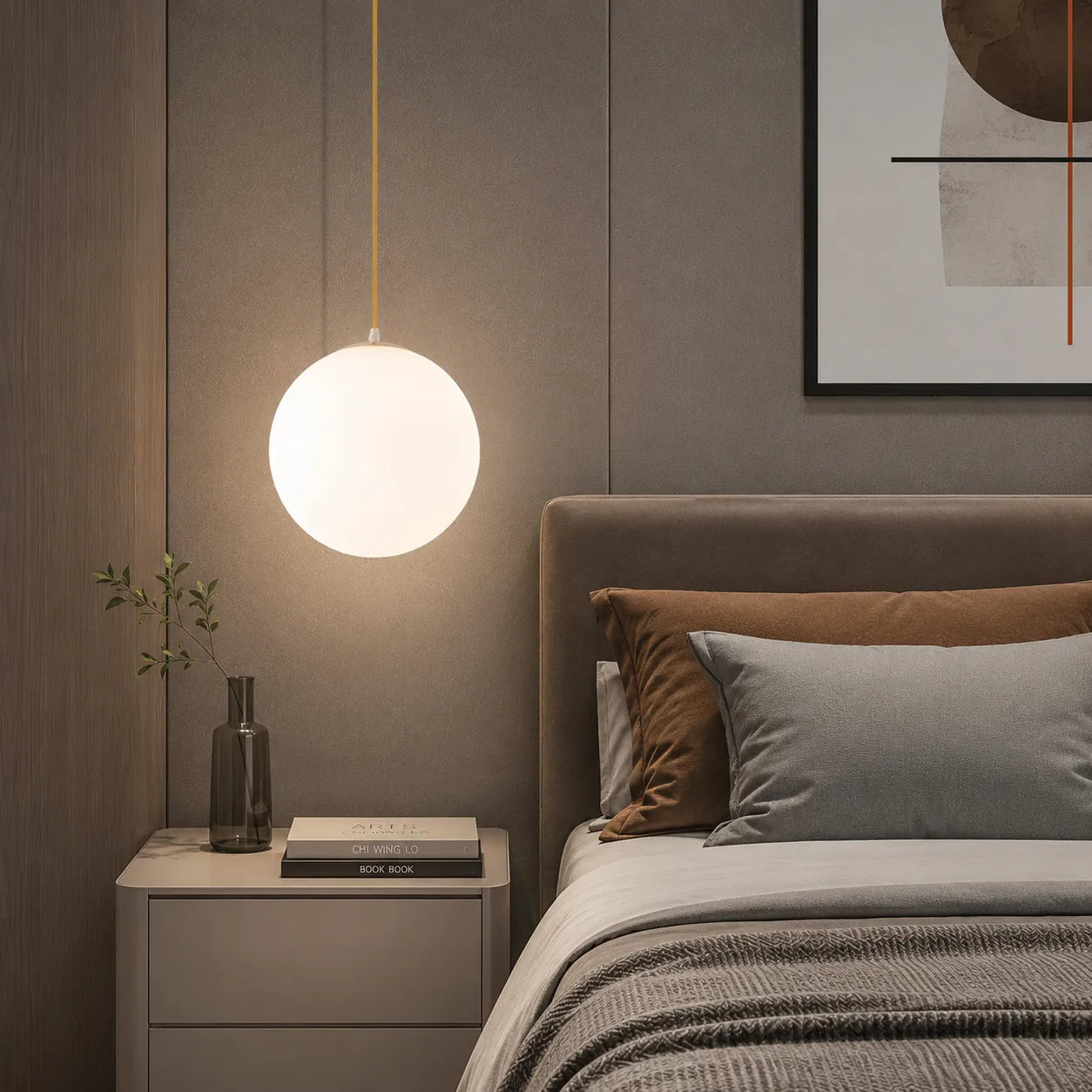Nordic Milky Glass Globe Pendant Light