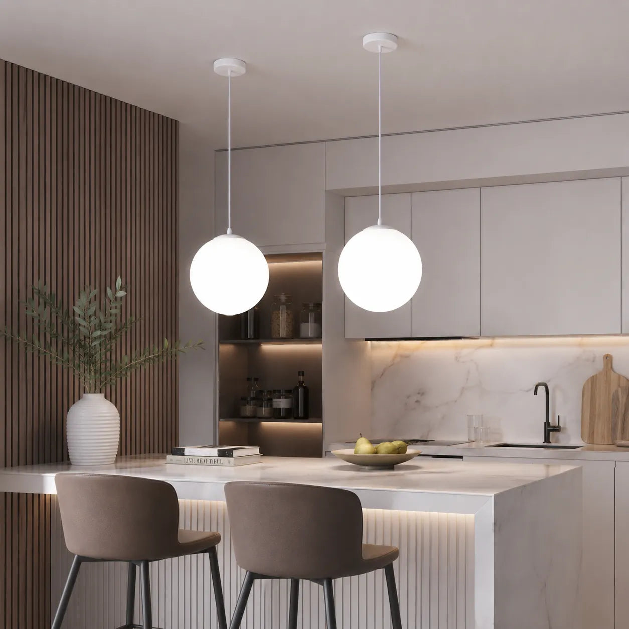 Nordic Milky Glass Globe Pendant Light