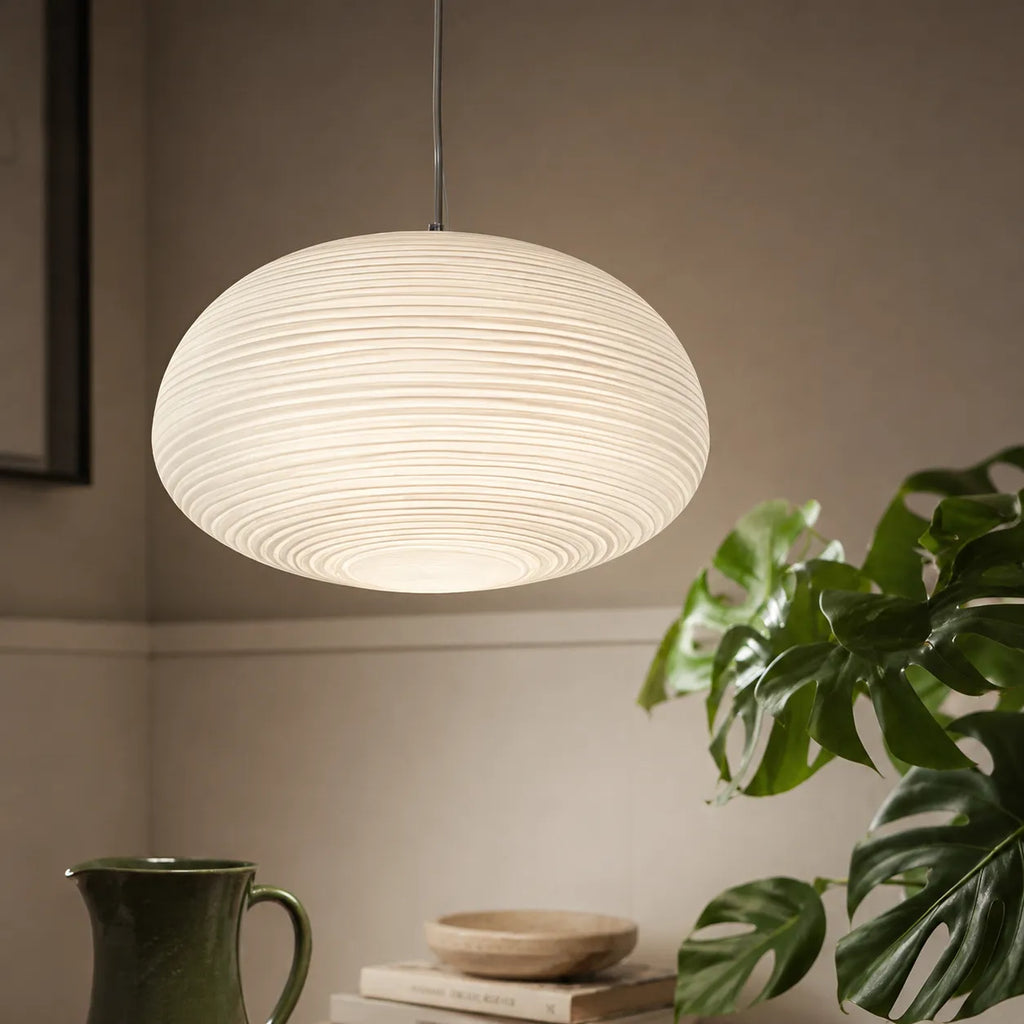Elio Nordic Ribbed Opal Glass Pendant Light