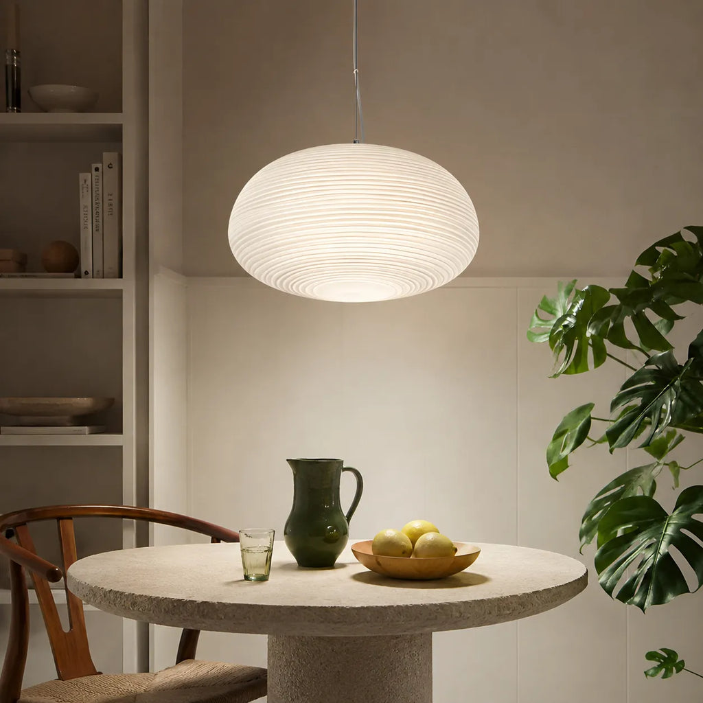 Elio Nordic Ribbed Opal Glass Pendant Light