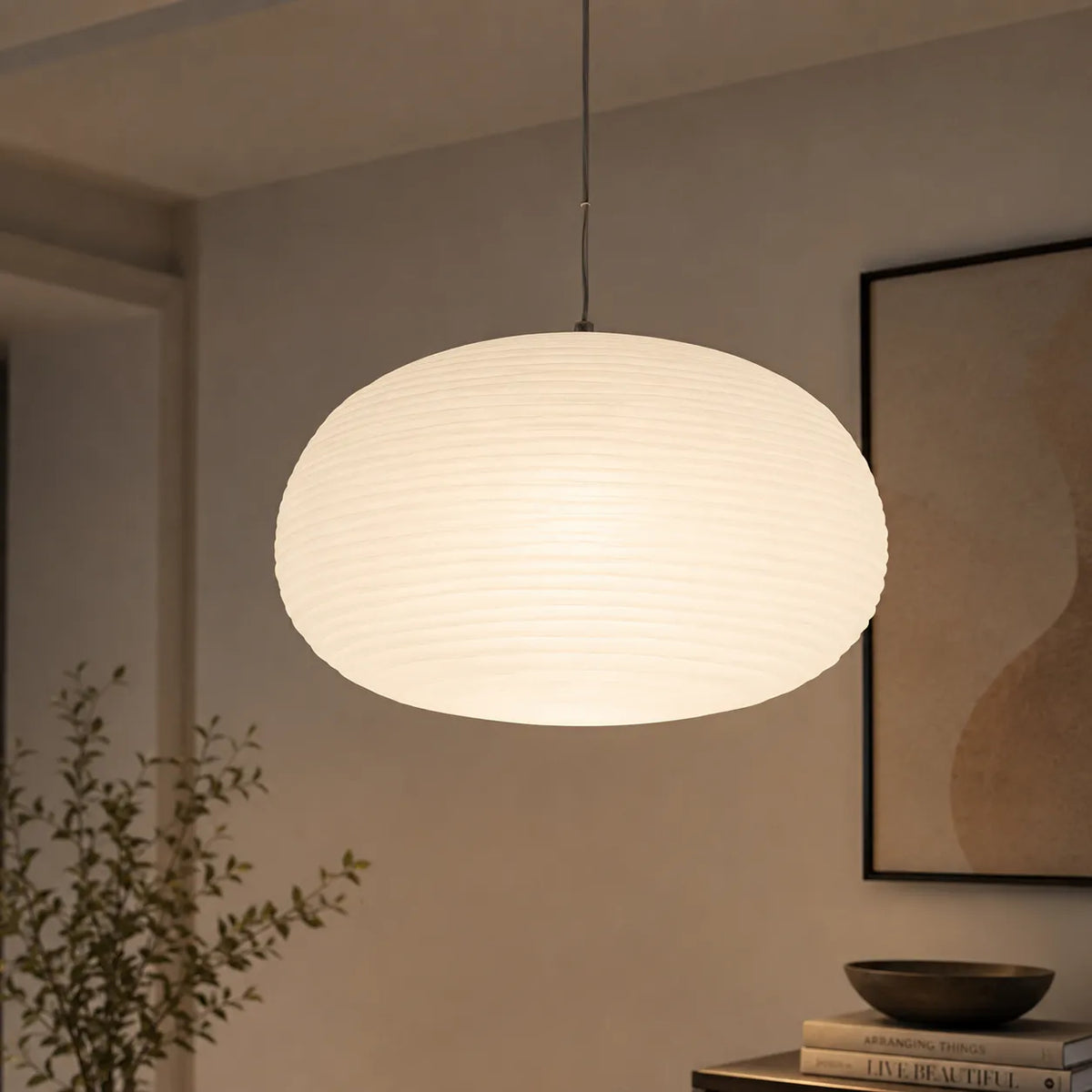 Elio Nordic Ribbed Opal Glass Pendant Light