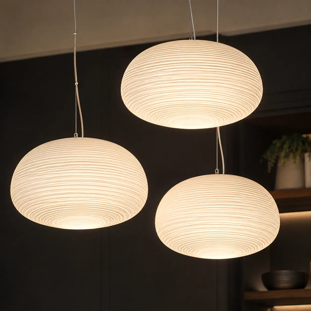Elio Nordic Ribbed Opal Glass Pendant Light