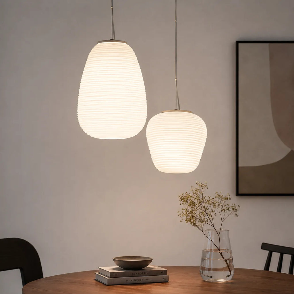 Elio Nordic Ribbed Opal Glass Pendant Light