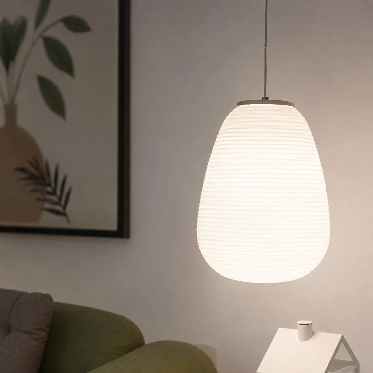 Elio Nordic Ribbed Opal Glass Pendant Light