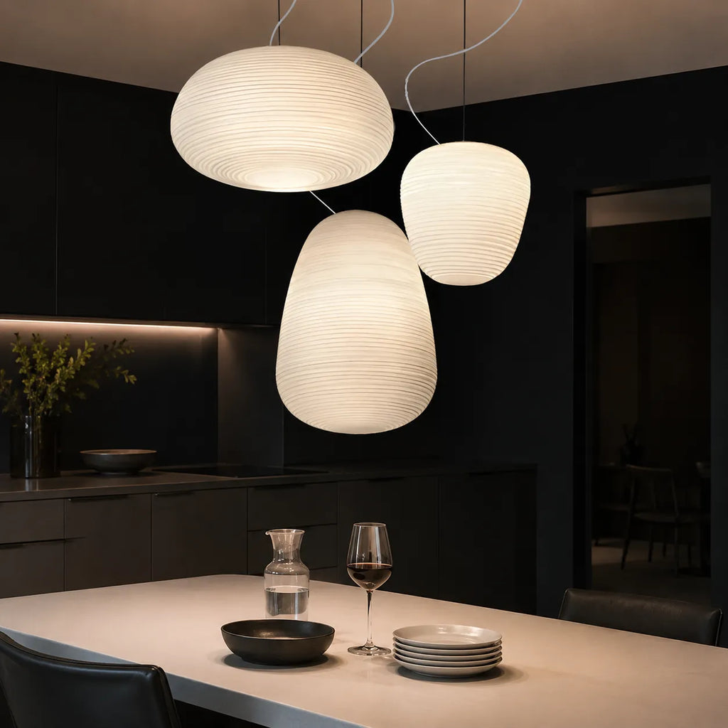 Elio Nordic Ribbed Opal Glass Pendant Light