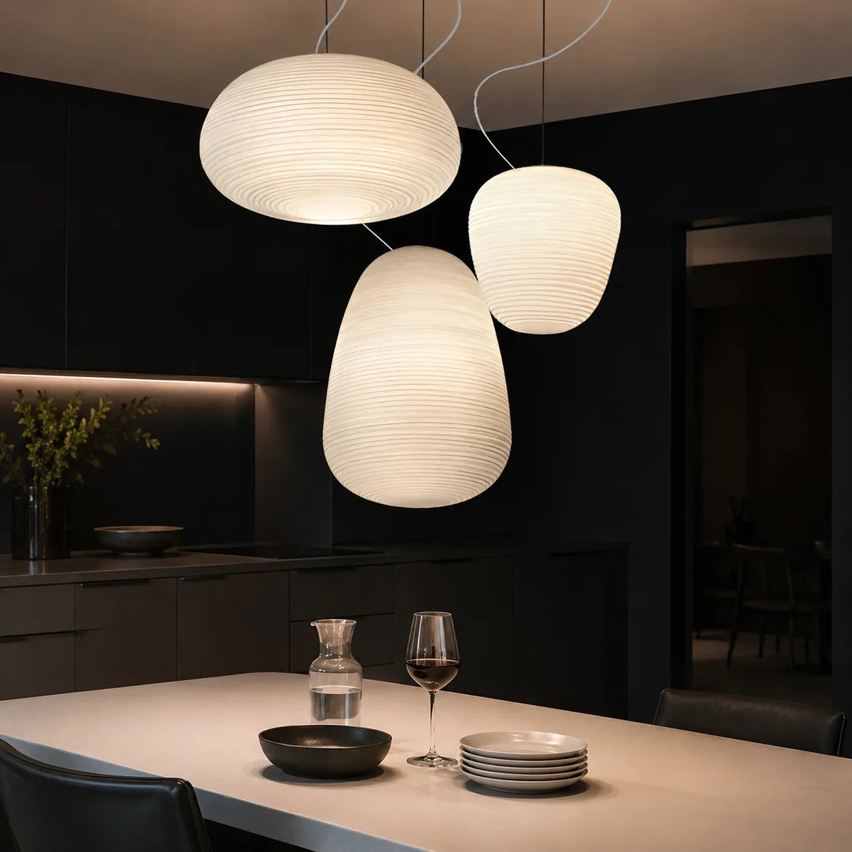 Elio Nordic Ribbed Opal Glass Pendant Light