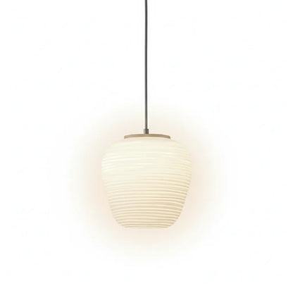 Nordic Modern Ribbed Opal White Globe Glass Pendant Light
