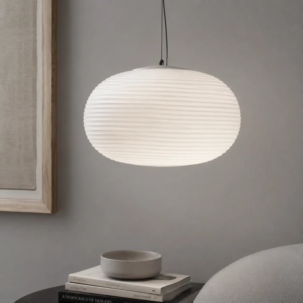 Elio Nordic Ribbed Opal Glass Pendant Light