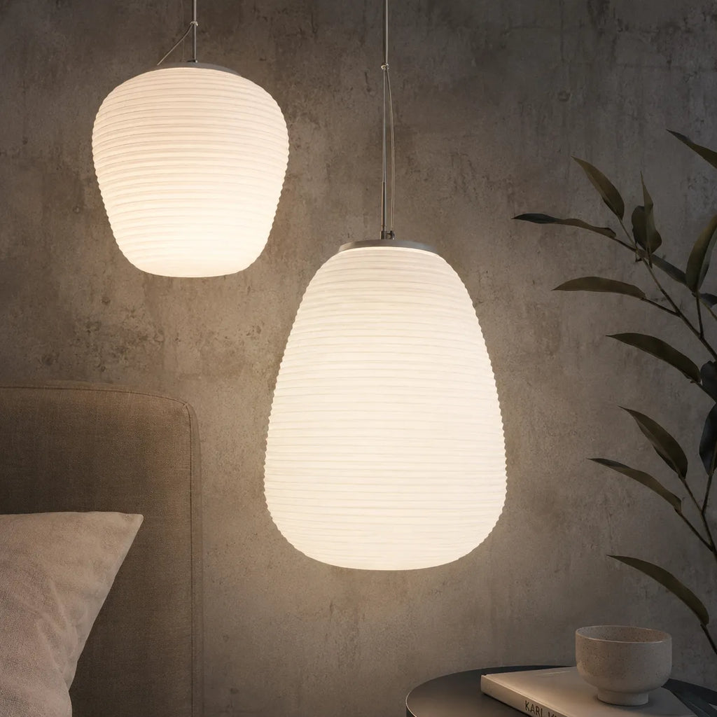 Elio Nordic Ribbed Opal Glass Pendant Light