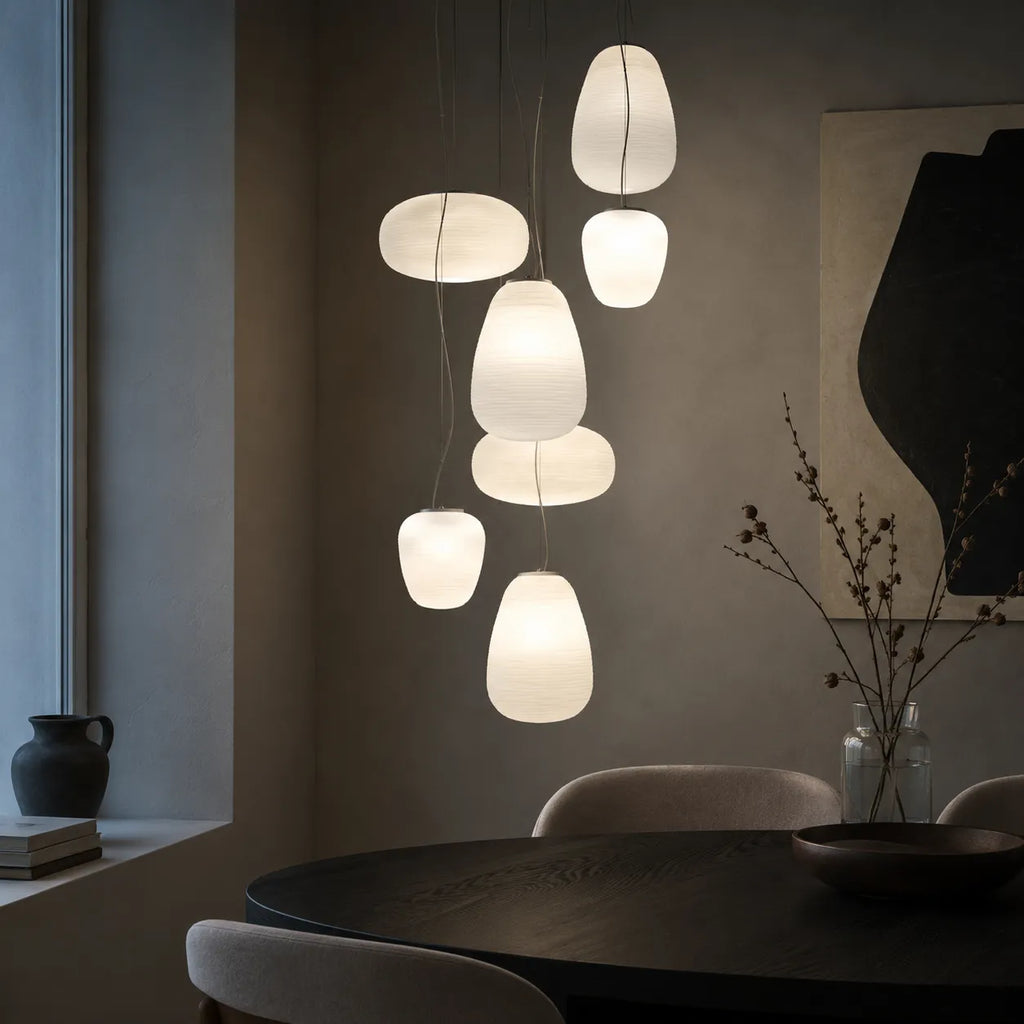 Elio Nordic Ribbed Opal Glass Pendant Light