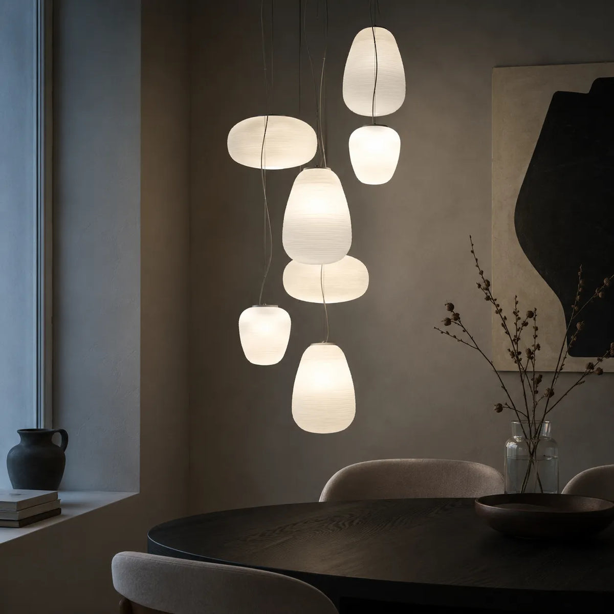 Elio Nordic Ribbed Opal Glass Pendant Light