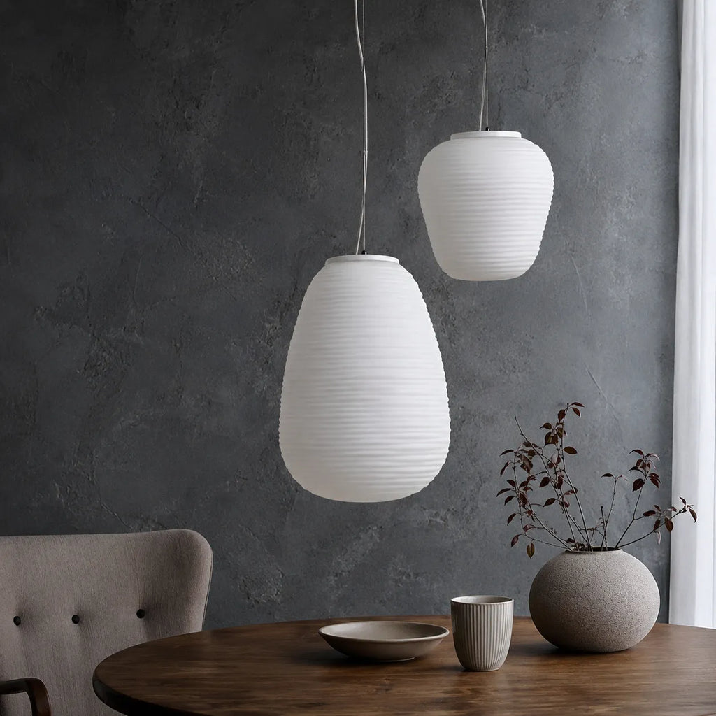 Elio Nordic Ribbed Opal Glass Pendant Light