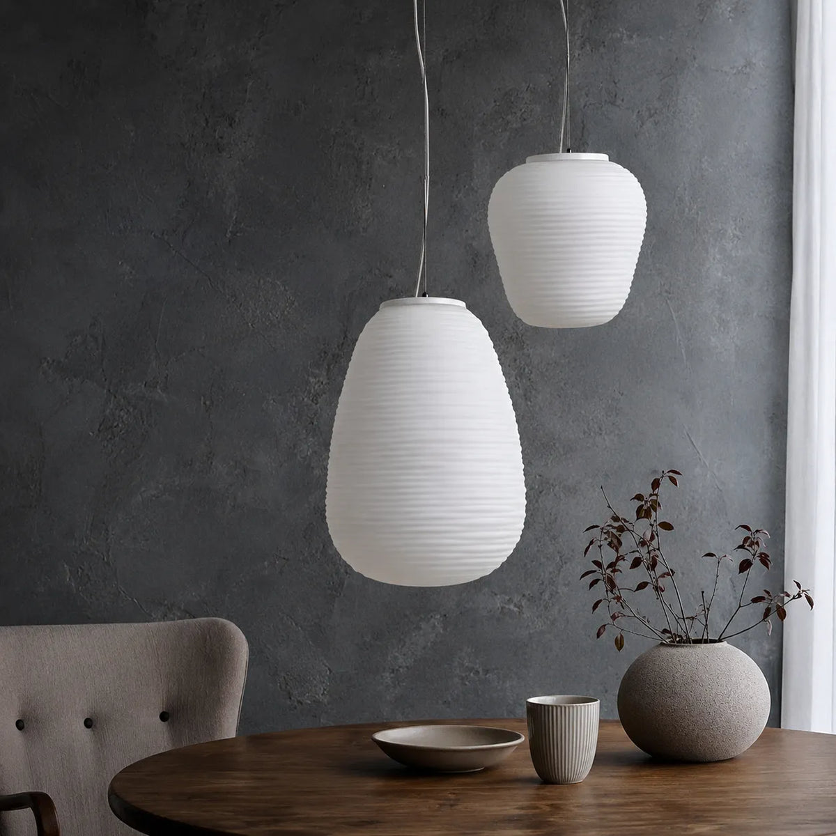 Elio Nordic Ribbed Opal Glass Pendant Light