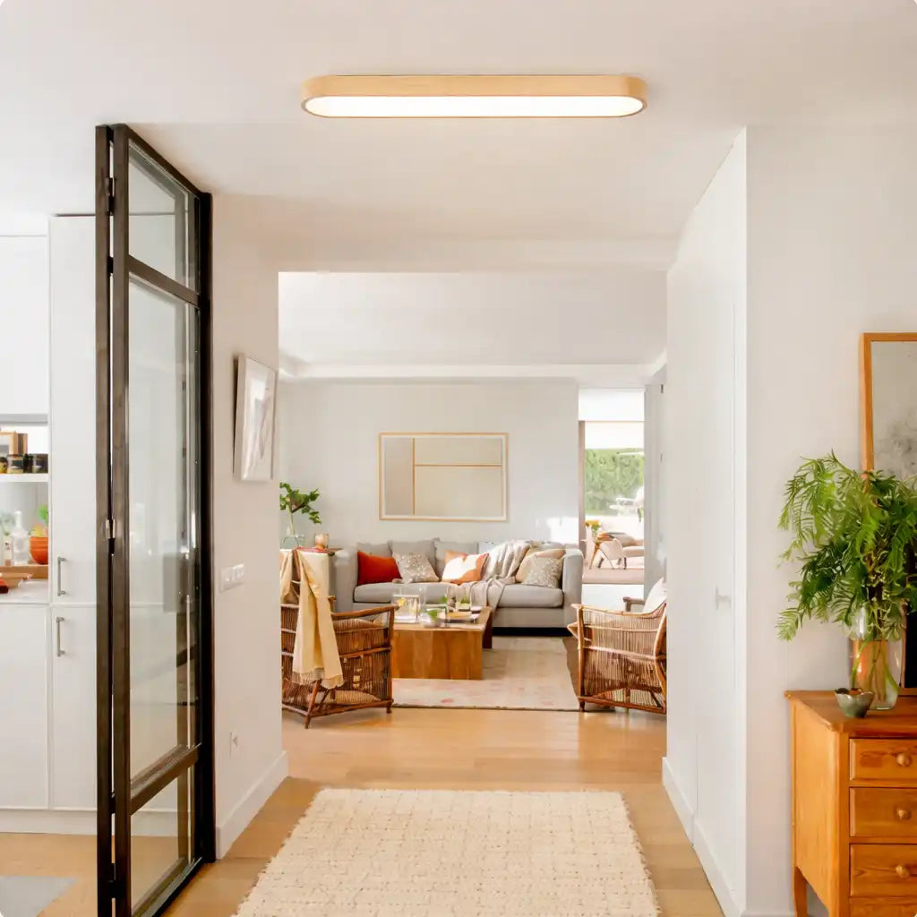 Dimitri Nordic Oval Wood-Grain LED Ceiling Light