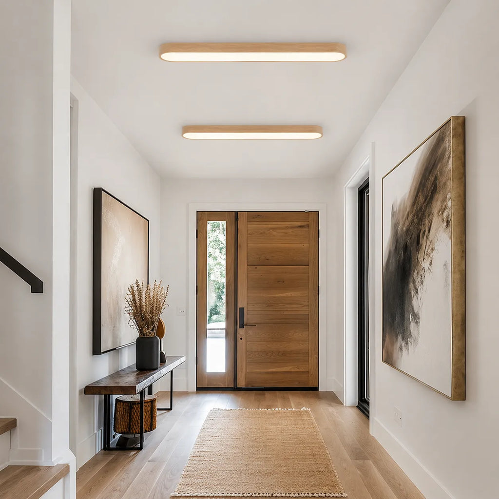 Dimitri Nordic Oval Wood-Grain LED Ceiling Light