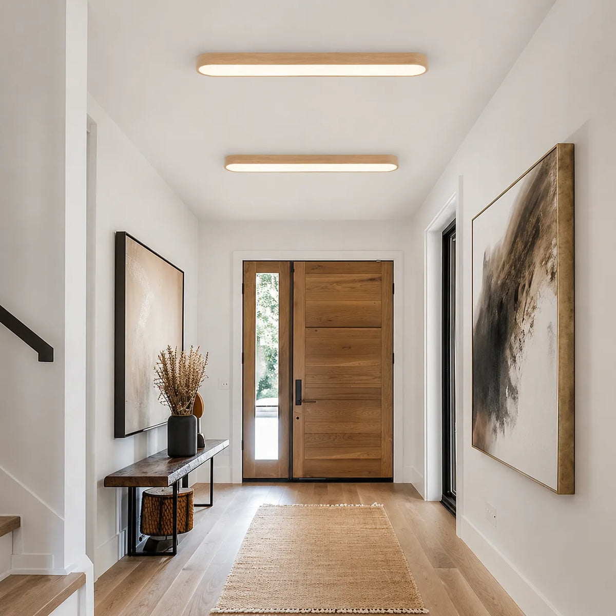 Dimitri Nordic Oval Wood-Grain LED Ceiling Light