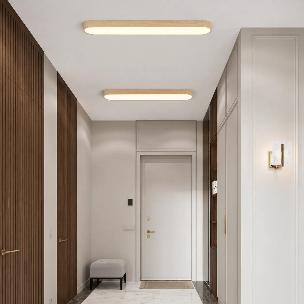 Dimitri Nordic Oval Wood-Grain LED Ceiling Light