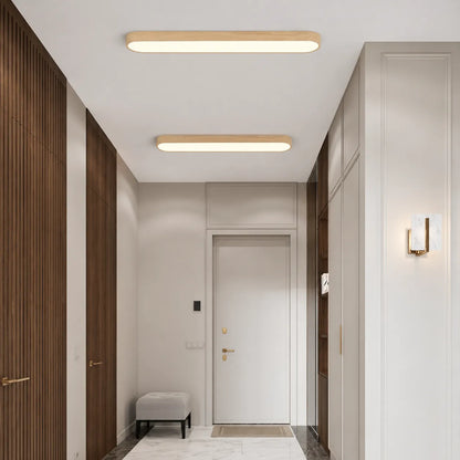 Nordic Oval LED Ceiling Light with Wood Accent
