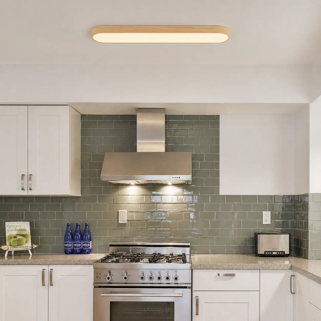 Dimitri Nordic Oval Wood-Grain LED Ceiling Light